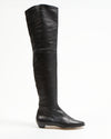 Jimmy Choo Black Leather Over The Knee Flat Boots - 39.5
