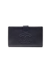 Chanel Black Caviar French Timeless Compact CC Interlocking Logo Wallet
