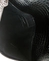 Saint Laurent Black Croc Embossed Envelope Clutch