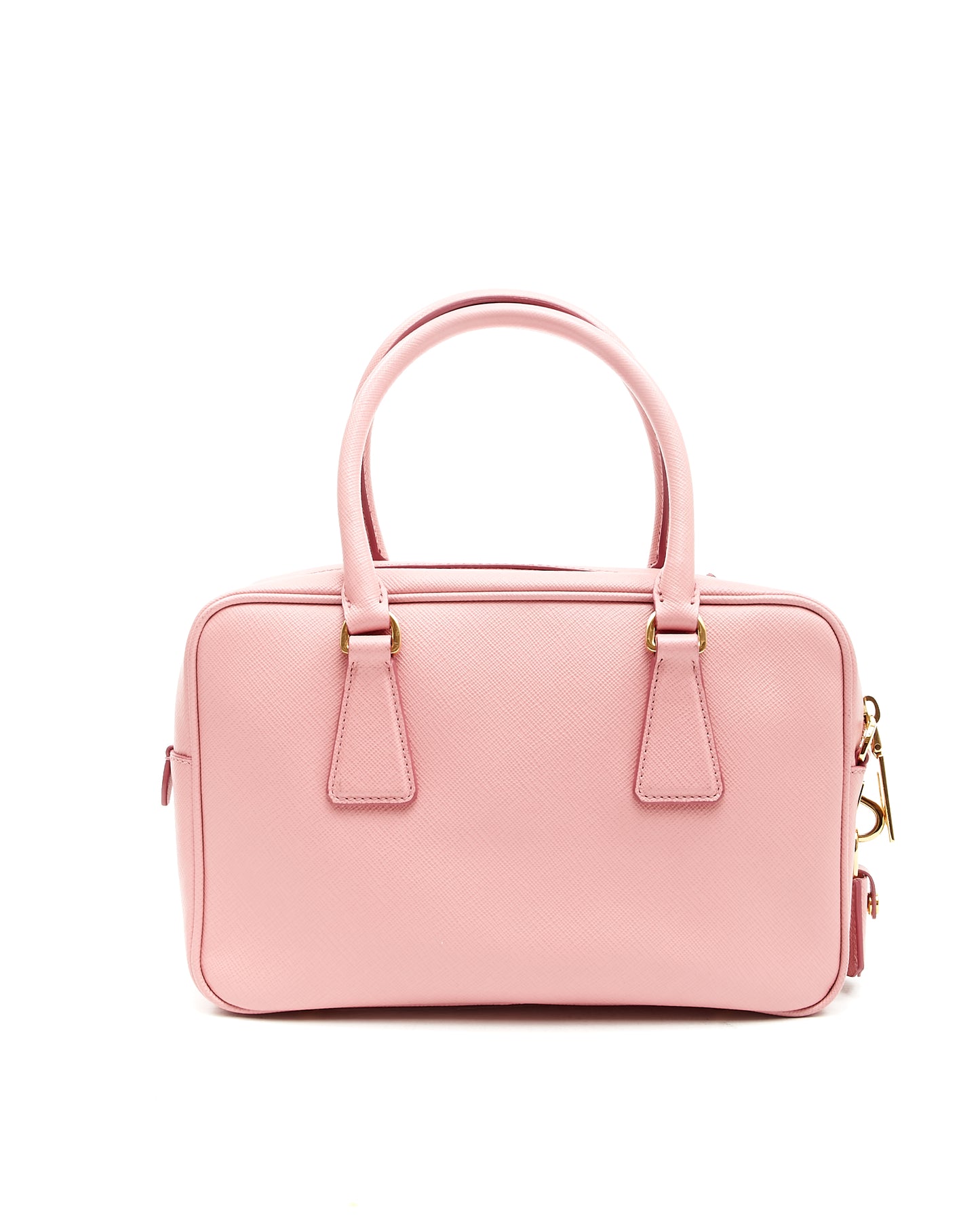 Prada Pink Saffiano Leather Bauletto Convertible Satchel Bag