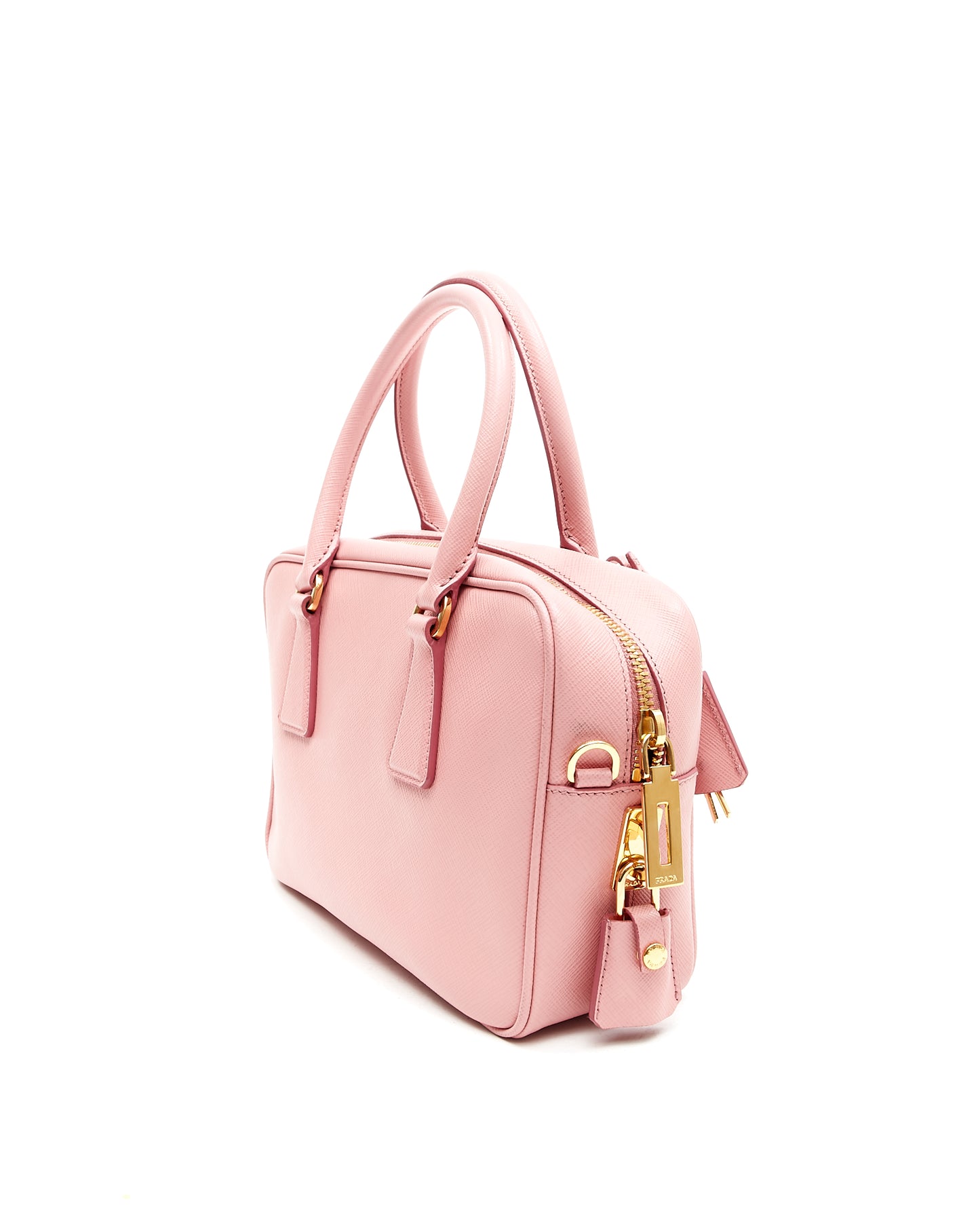 Prada Pink Saffiano Leather Bauletto Convertible Satchel Bag