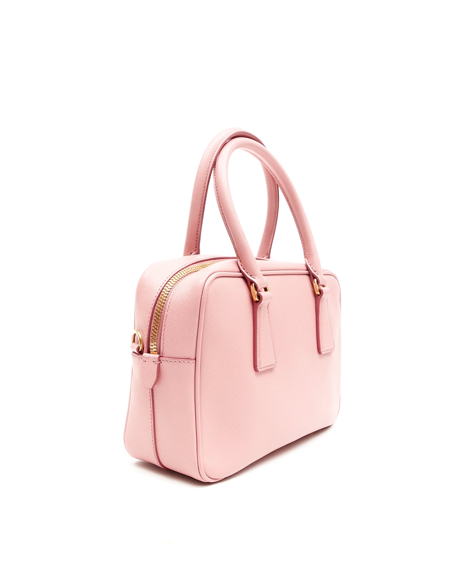 Prada Pink Saffiano Leather Bauletto Convertible Satchel Bag