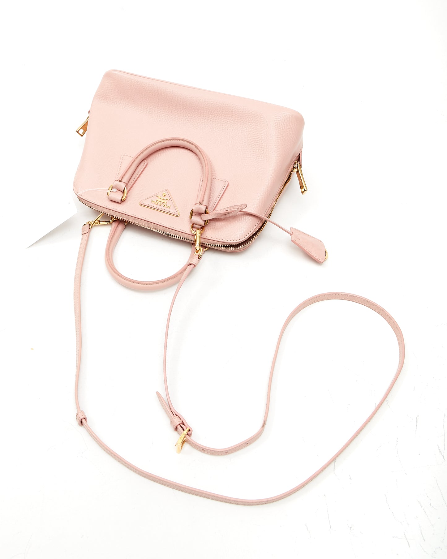 Prada Pink Saffiano Lux Leather Small Promenade Bag