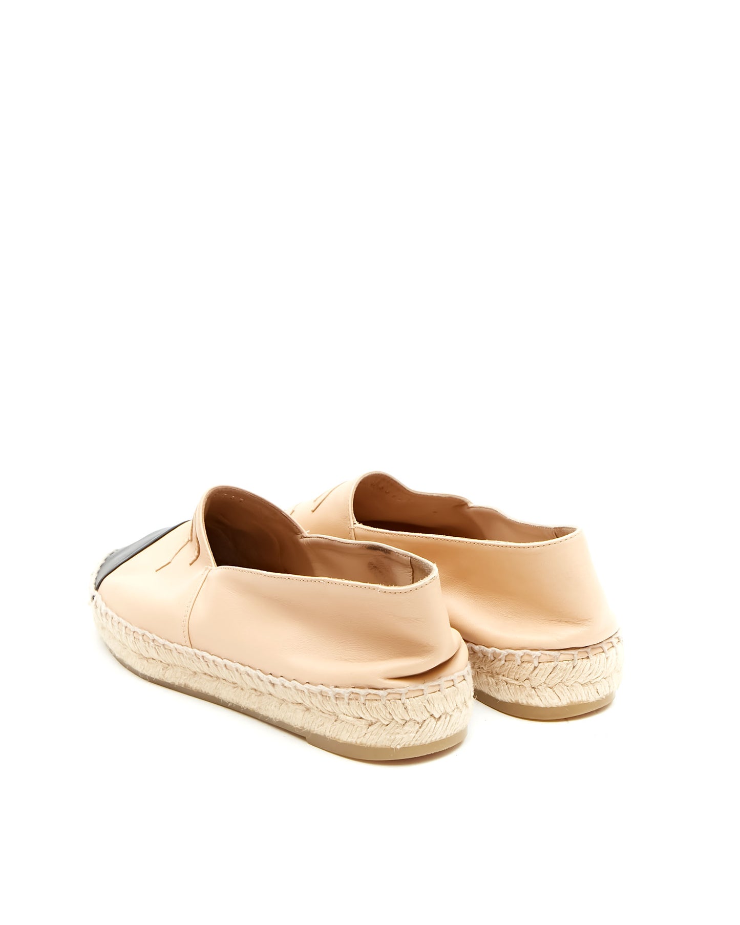 Chanel Beige/Black Leather Espadrille - 40
