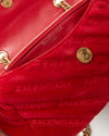 Balenciaga Red Velvet Quilted Logo BB Small Chain Crossbody