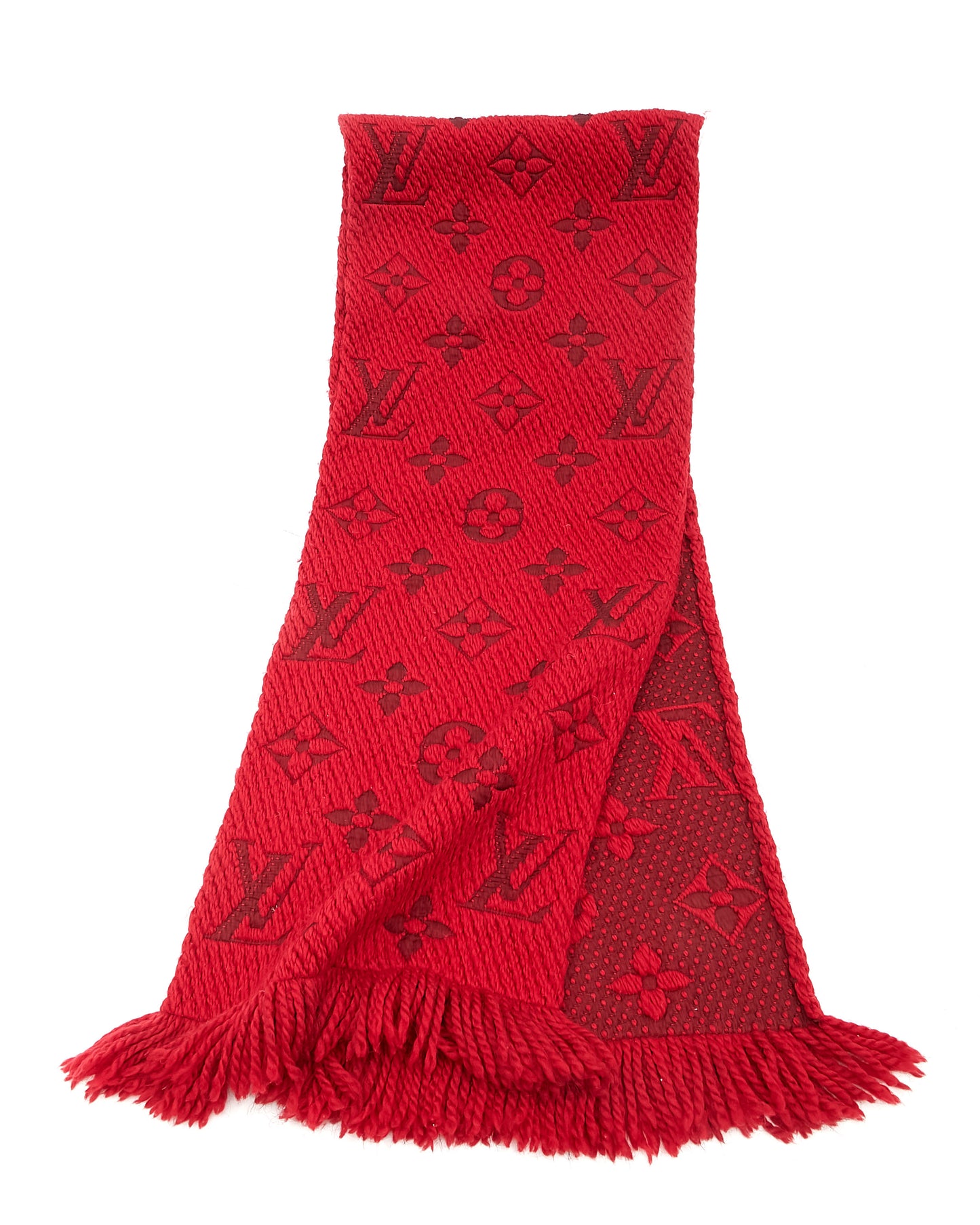 Écharpe en laine rouge Logomania de Louis Vuitton