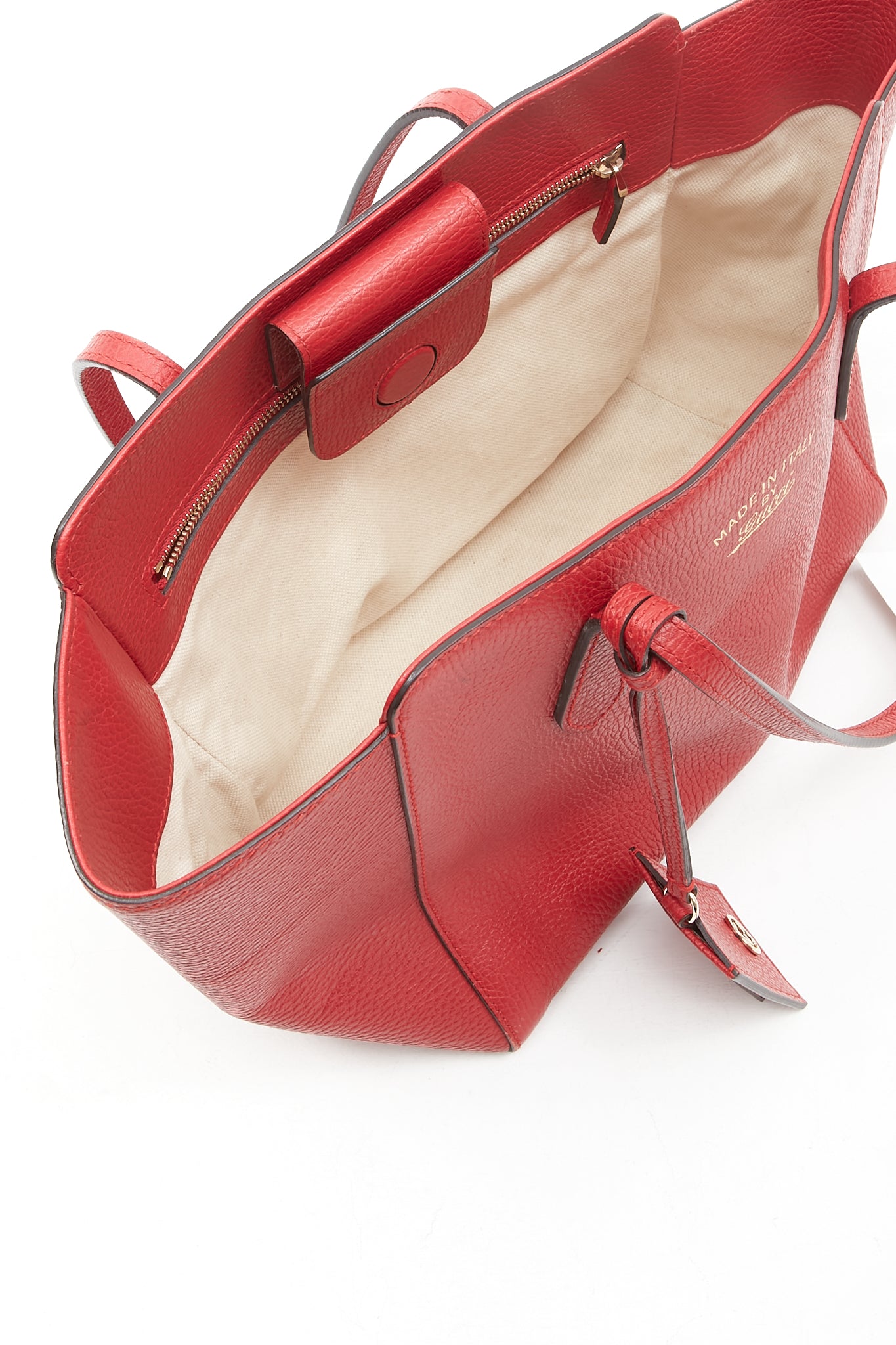 Gucci Red Pebbled Leather Small Swing Tote Bag