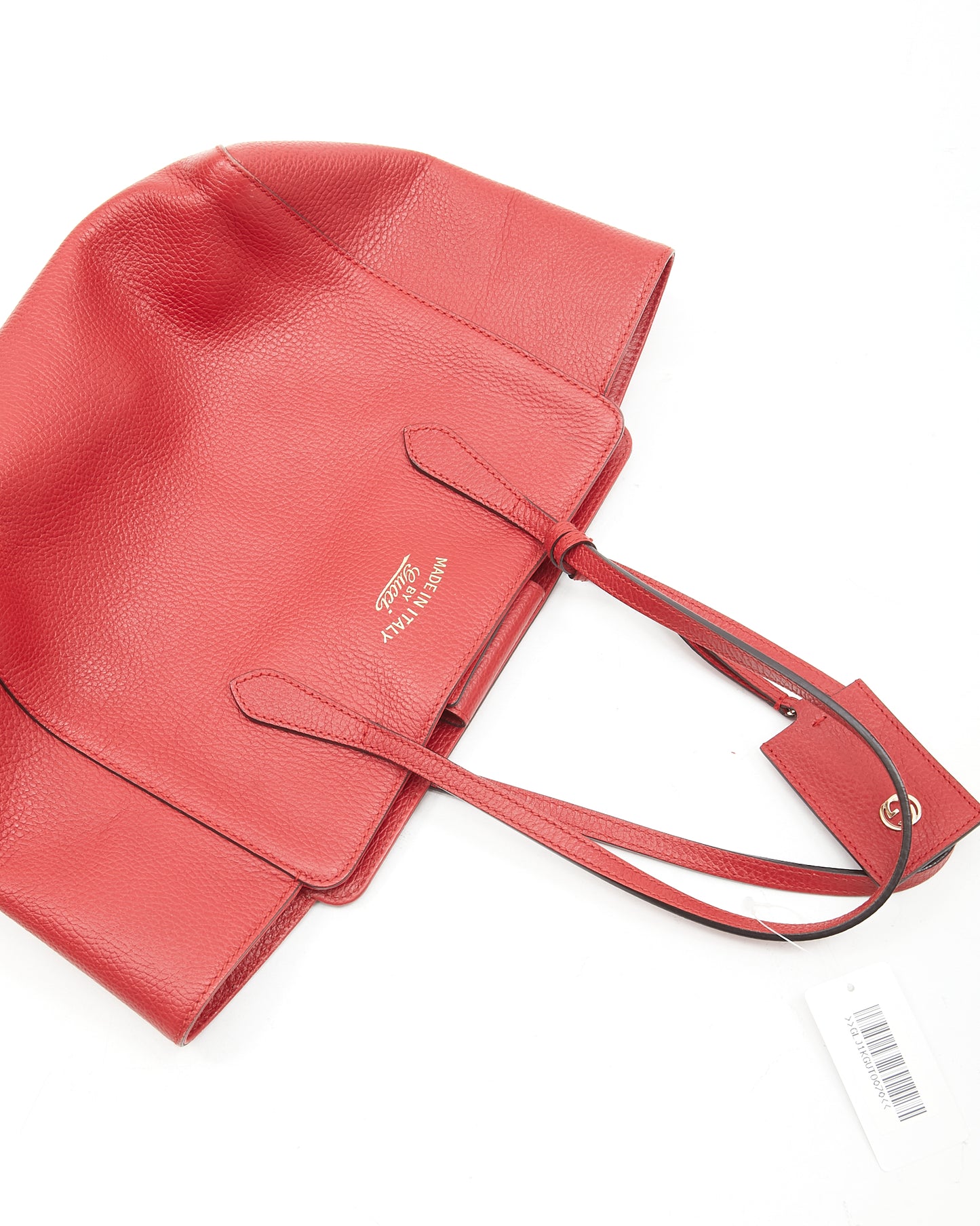 Gucci Red Pebbled Leather Small Swing Tote Bag