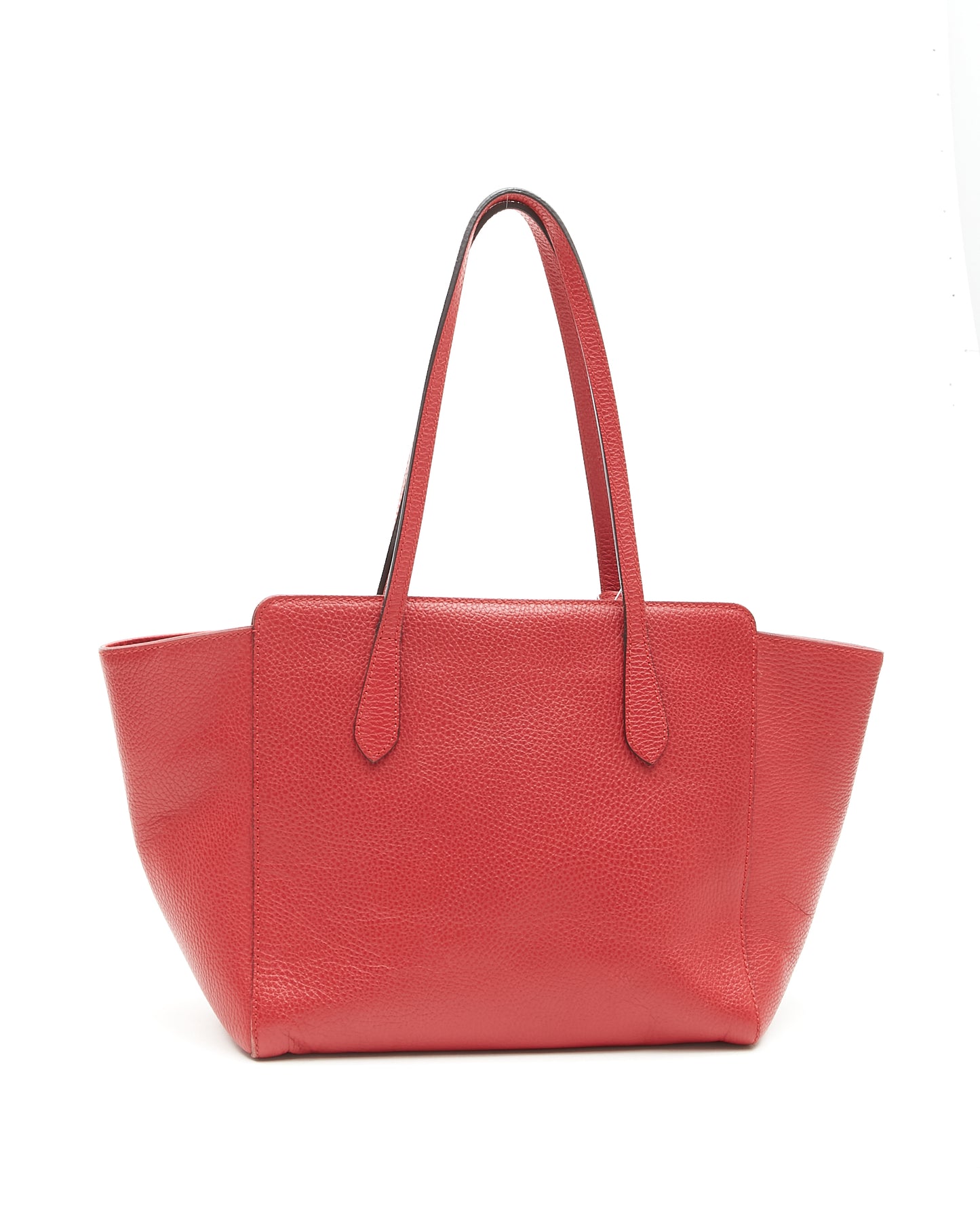 Gucci Red Pebbled Leather Small Swing Tote Bag