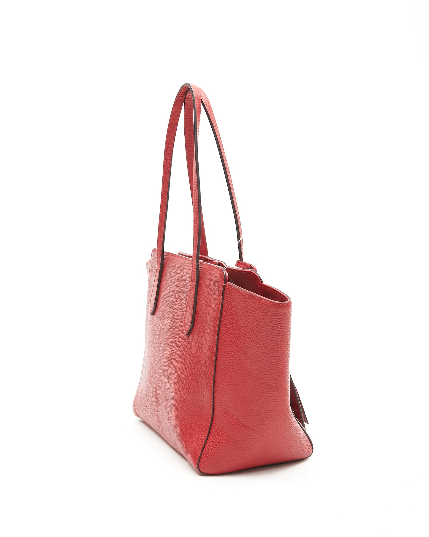 Gucci Red Pebbled Leather Small Swing Tote Bag