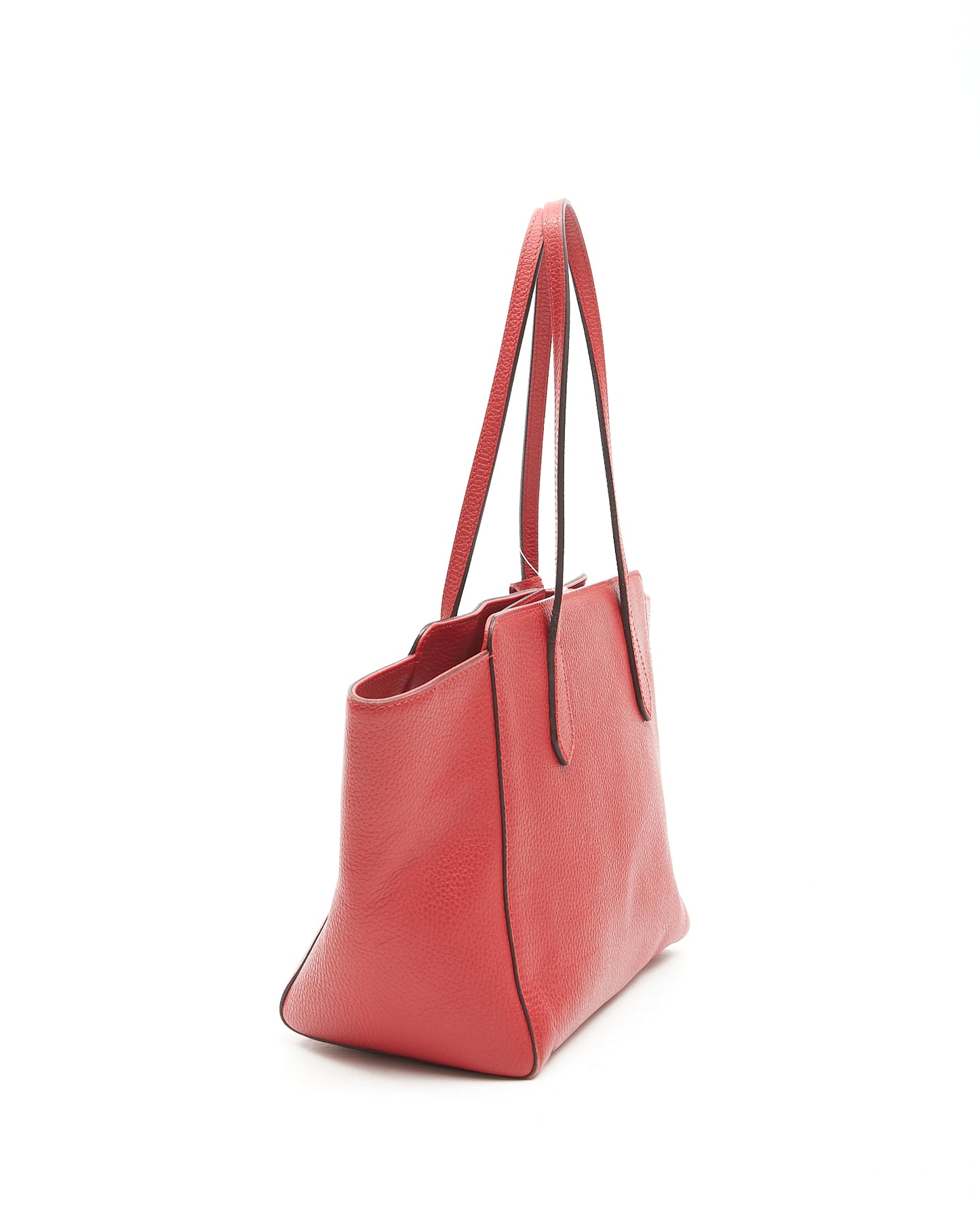 Gucci Red Pebbled Leather Small Swing Tote Bag