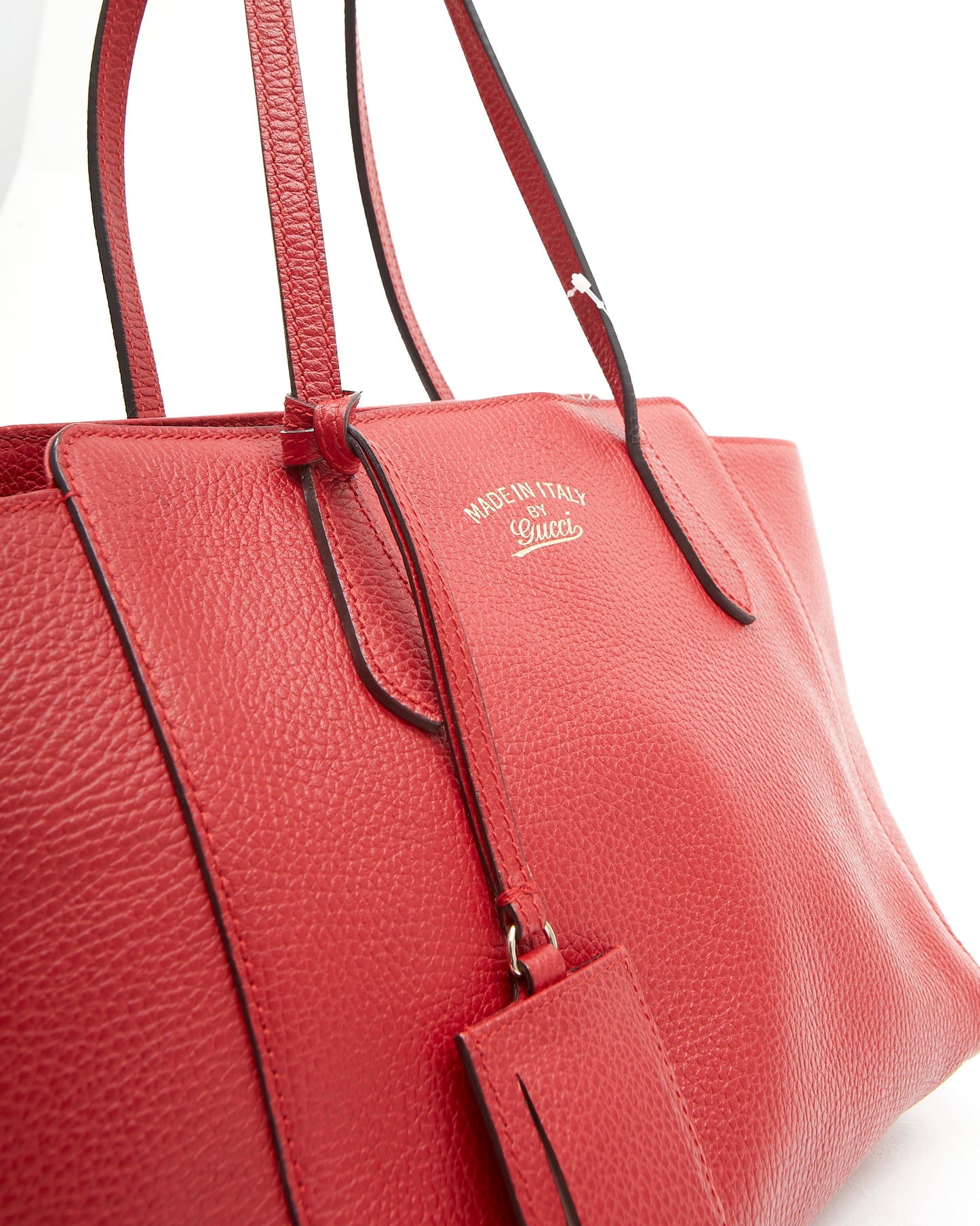 Gucci Red Pebbled Leather Small Swing Tote Bag