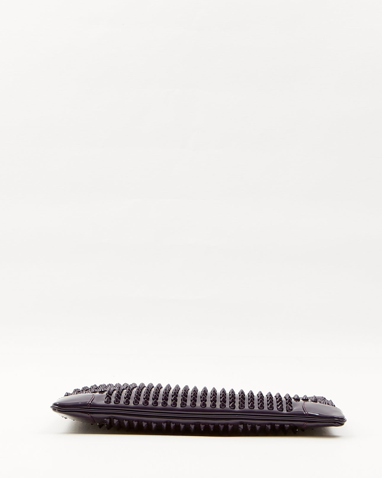 Louboutin Purple Patent Leather Spike Chain Shoulder Clutch