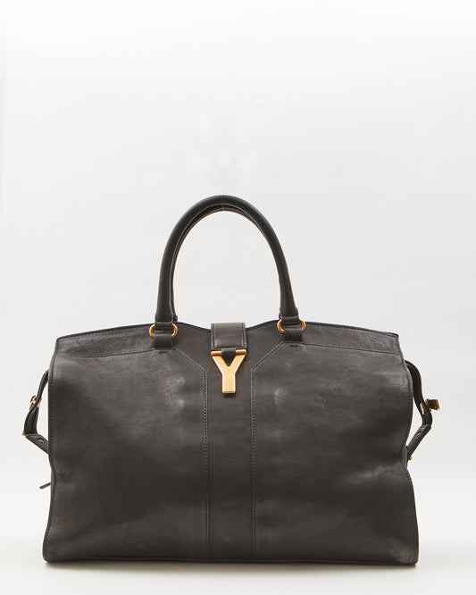 Saint Laurent Black Leather Chyc Cabas Tote Bag