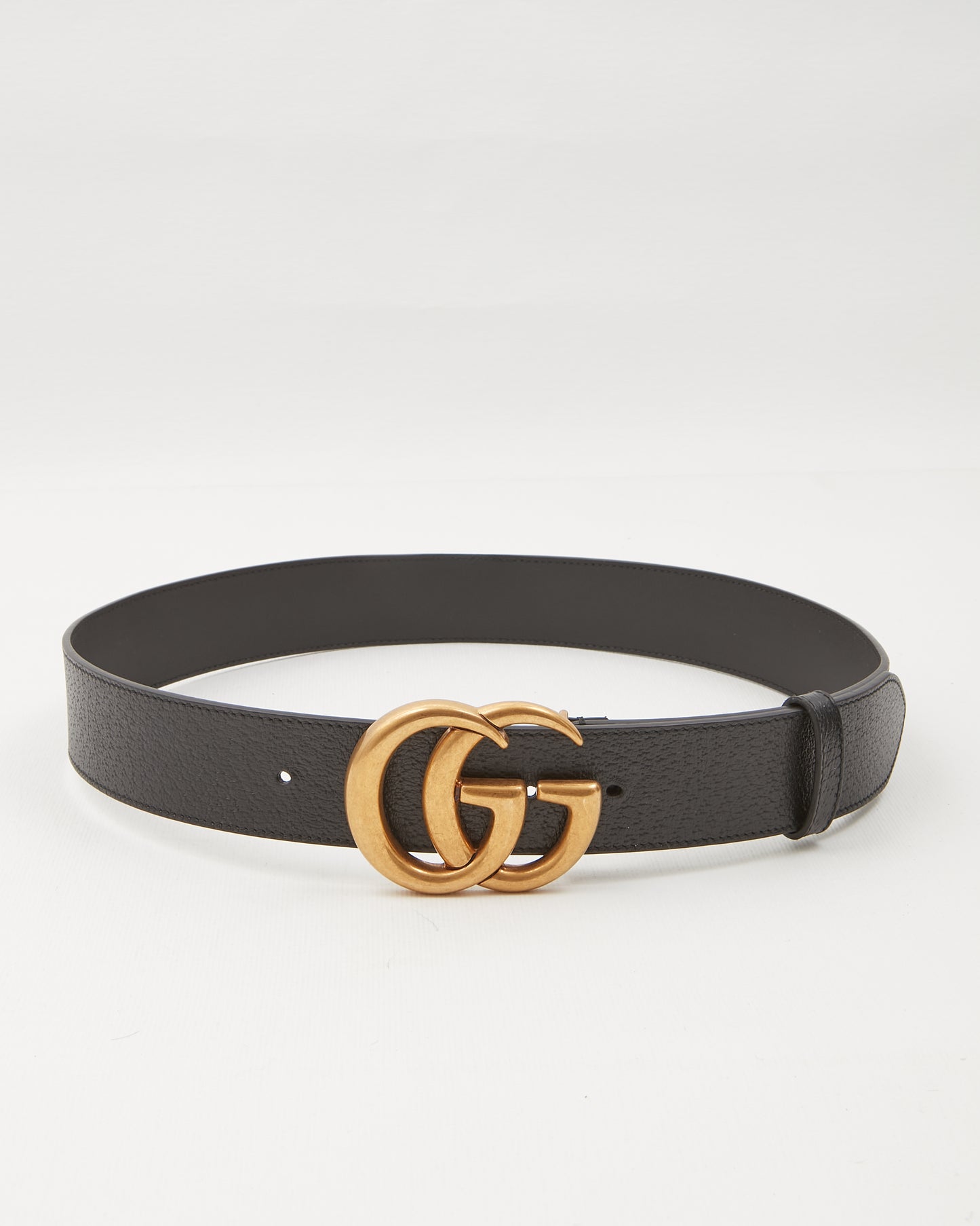 Gucci Black Leather GG Marmont Belt - 85/34