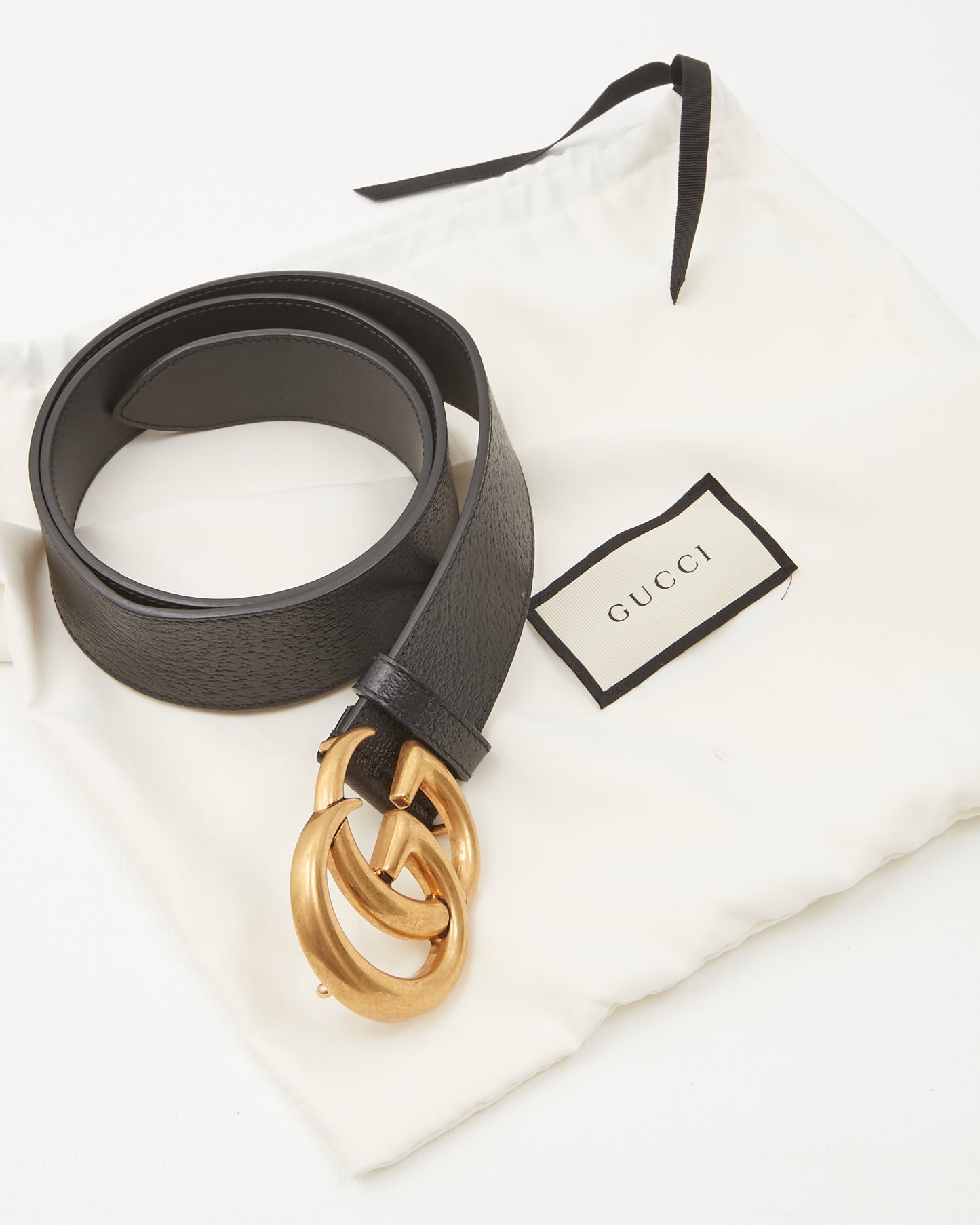 Gucci Black Leather GG Marmont Belt - 85/34