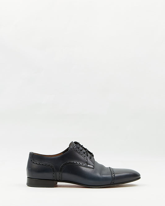 Louboutin Dark Navy Eygeny Flat Calf Leather Patine Oxford Shoe - 44