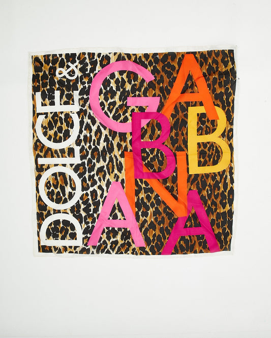 Dolce & Gabbana Cheetah Print Silk Small Square Scarf