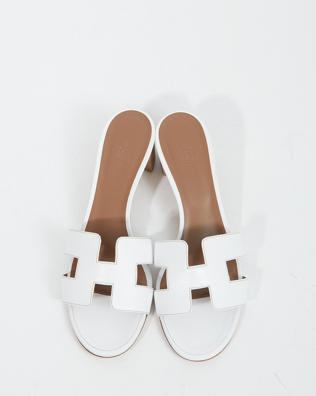 Hermes White Swift Leather Oasis Sandal Heel - 41