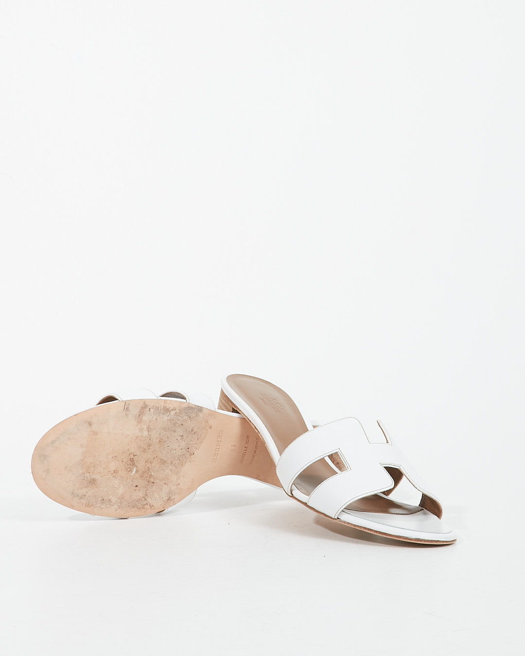 Hermes White Swift Leather Oasis Sandal Heel - 41