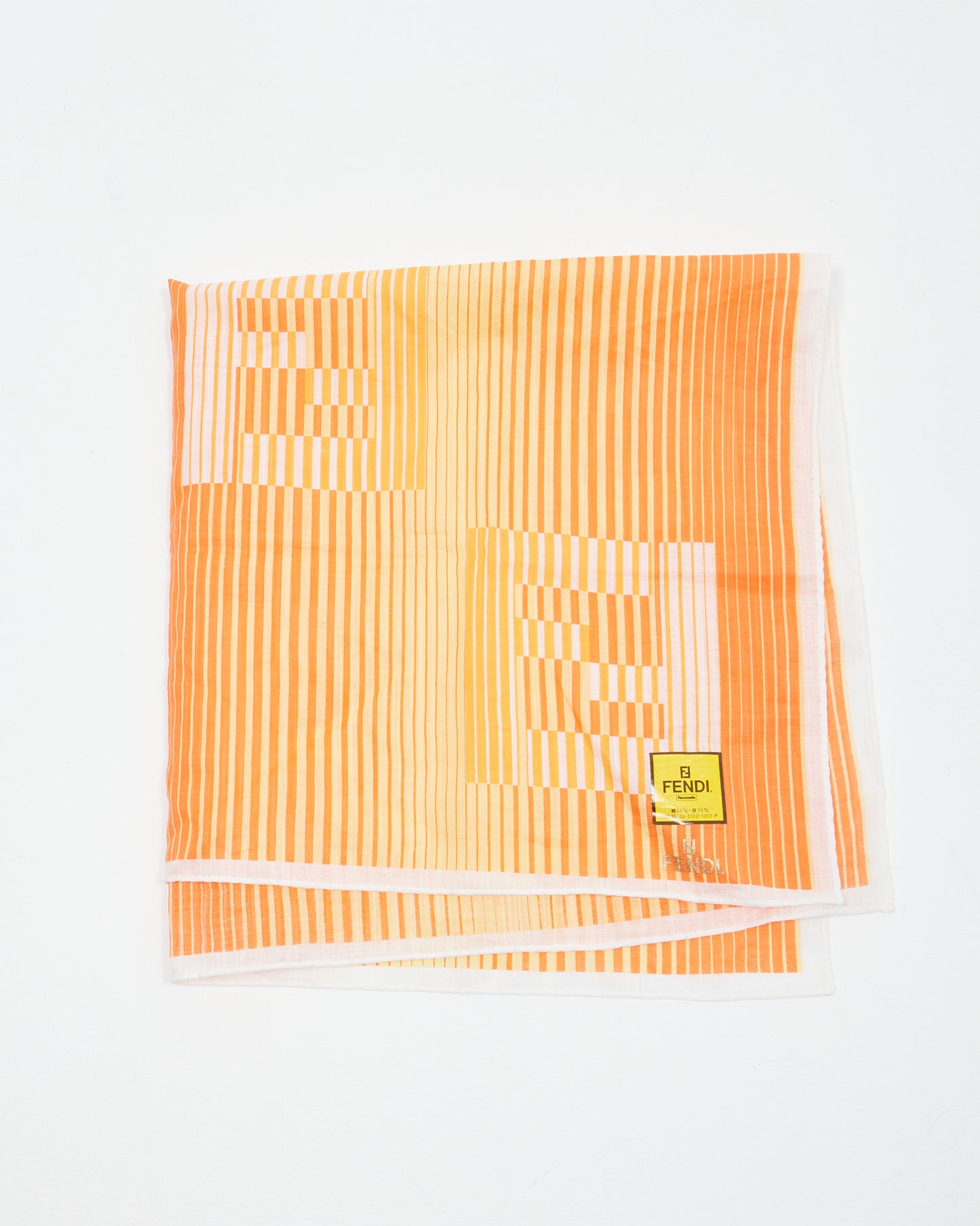 Fendi Orange Oversized FF Logo Striped Scarf