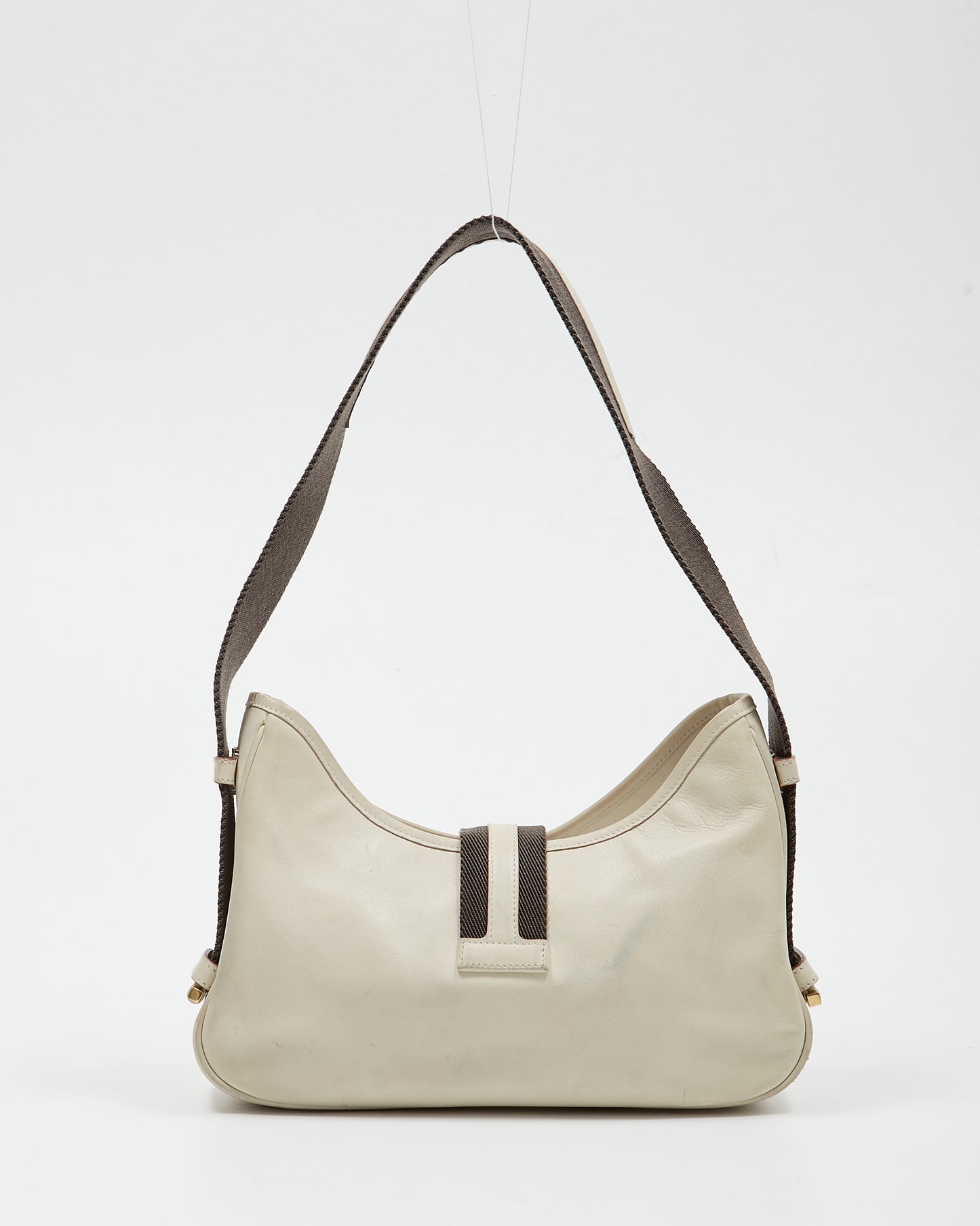 Sac à bandoulière en cuir Web blanc cassé/vert Gucci