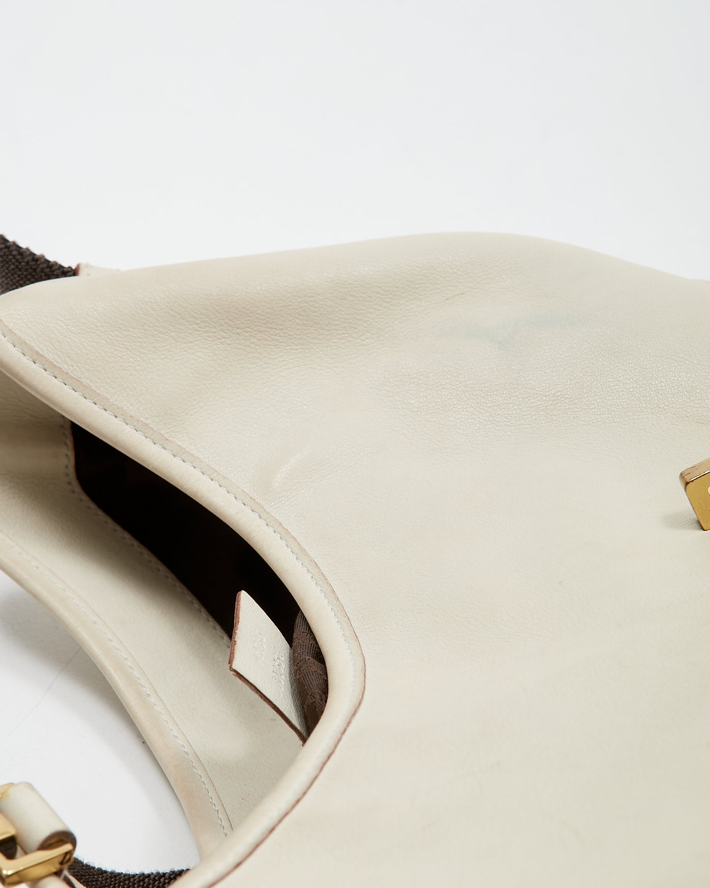 Sac à bandoulière en cuir Web blanc cassé/vert Gucci