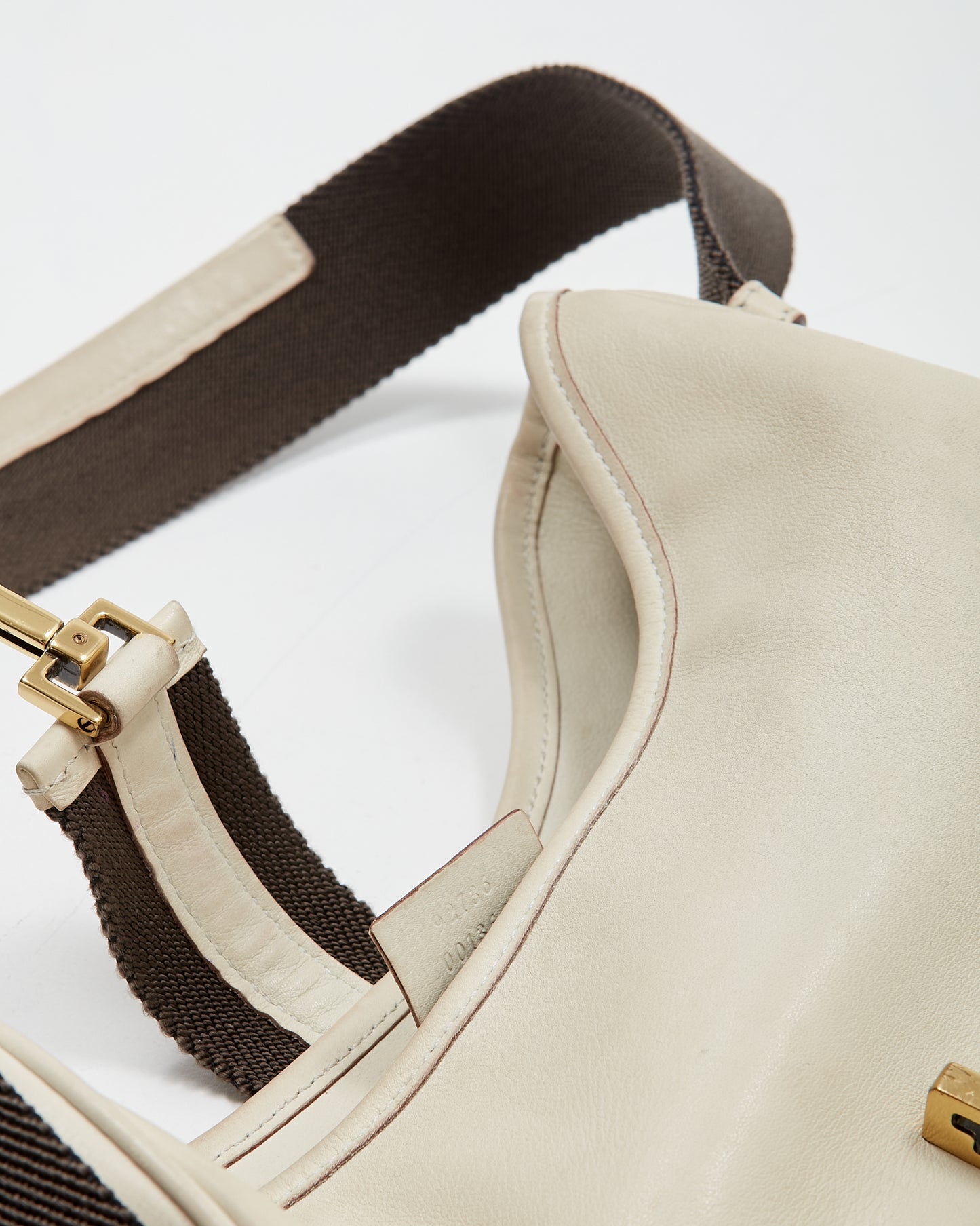 Sac à bandoulière en cuir Web blanc cassé/vert Gucci