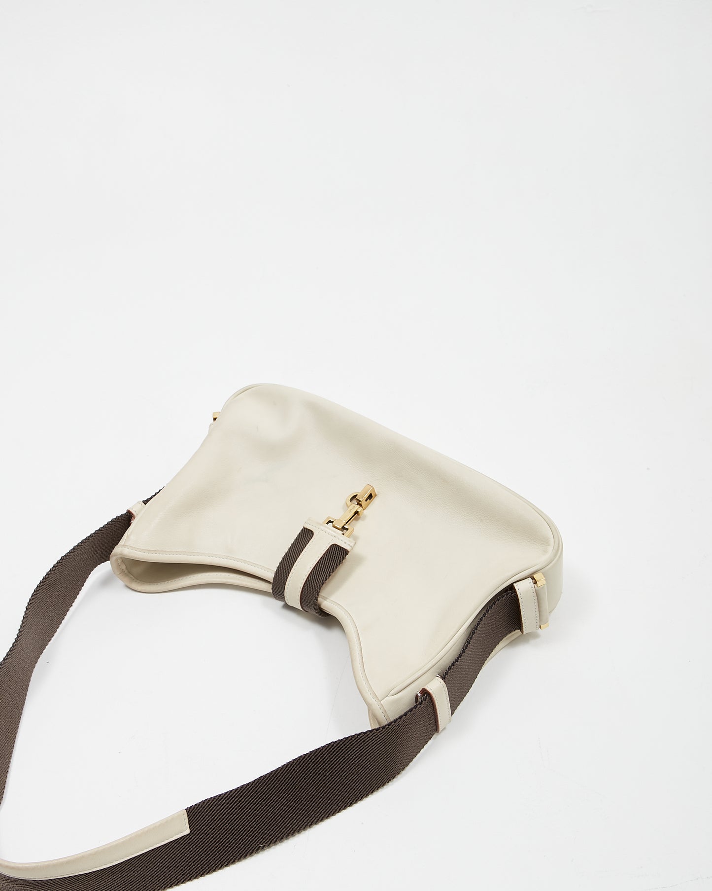 Sac à bandoulière en cuir Web blanc cassé/vert Gucci