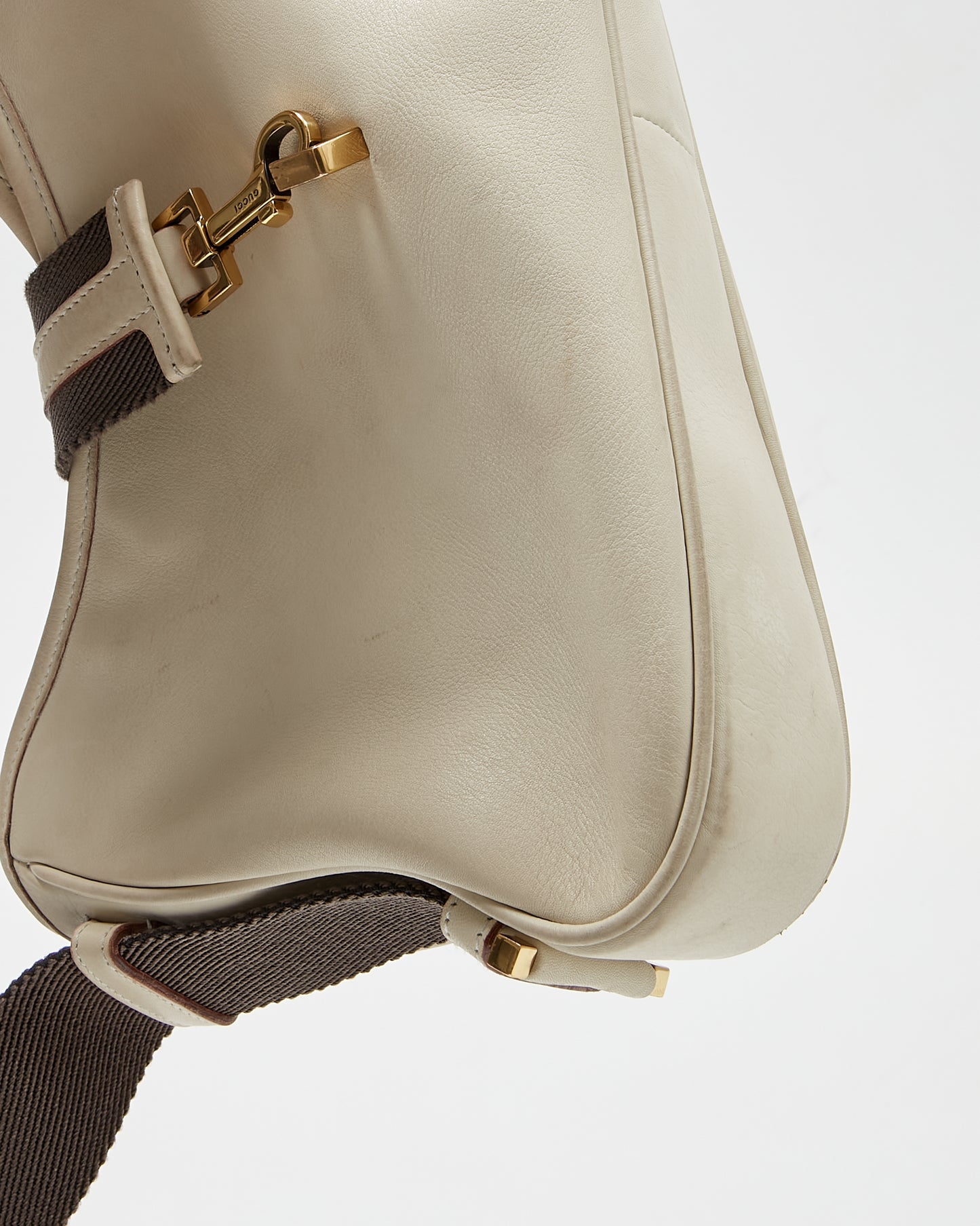 Sac à bandoulière en cuir Web blanc cassé/vert Gucci