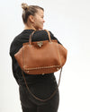 Valentino Tan Grained Leather Rockstud Medium Tote Bag