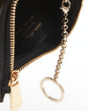 Ferragamo Black Leather Gancini Studded Chain Card Holder