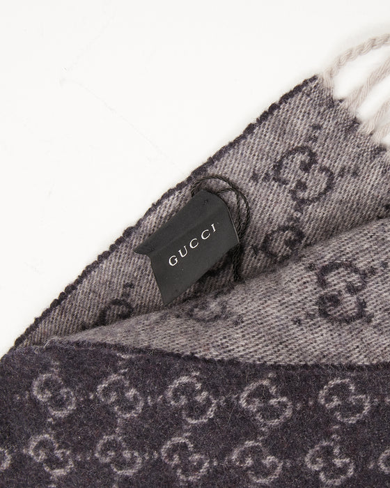 Gucci Navy Wool GG Scarf