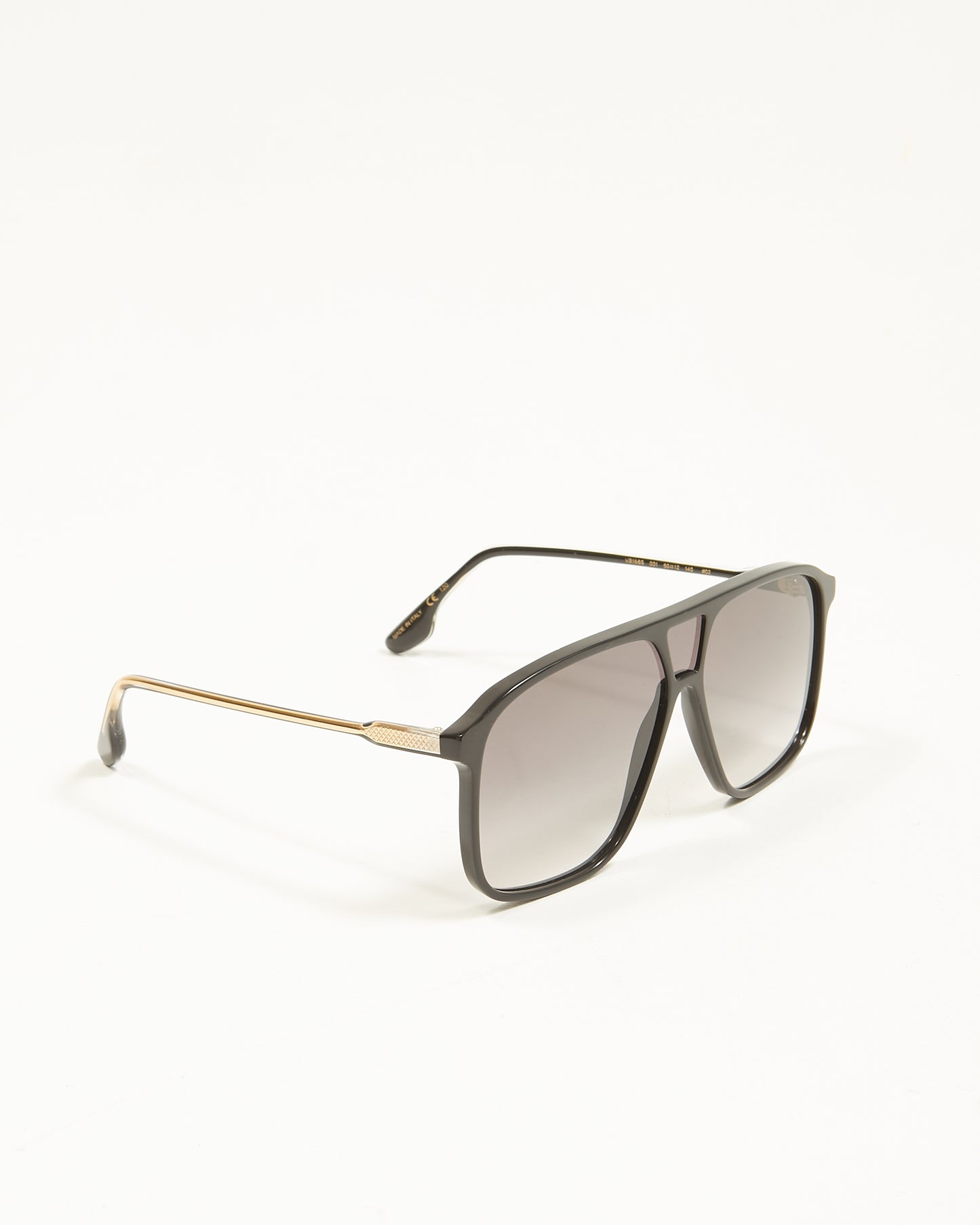 Victoria Beckham Black/Gold VB156S Shield Square Aviator Sunglasses