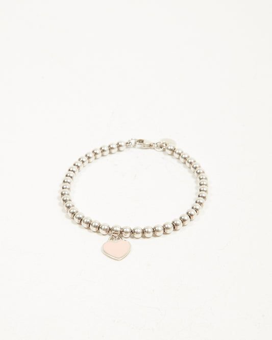 Tiffany &amp; Co Bracelet en argent sterling Return To Tiffany en perles d'émail rose