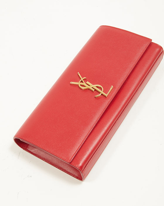 Saint Laurent Red Grained Leather Kate Monogram Clutch