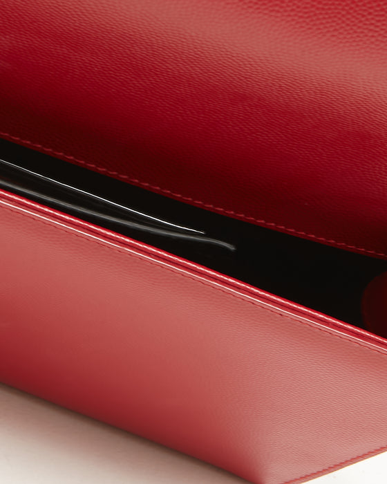 Saint Laurent Red Grained Leather Kate Monogram Clutch