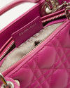 Dior Fuchsia Pink Lambskin Cannage Medium Lady Dior Tote
