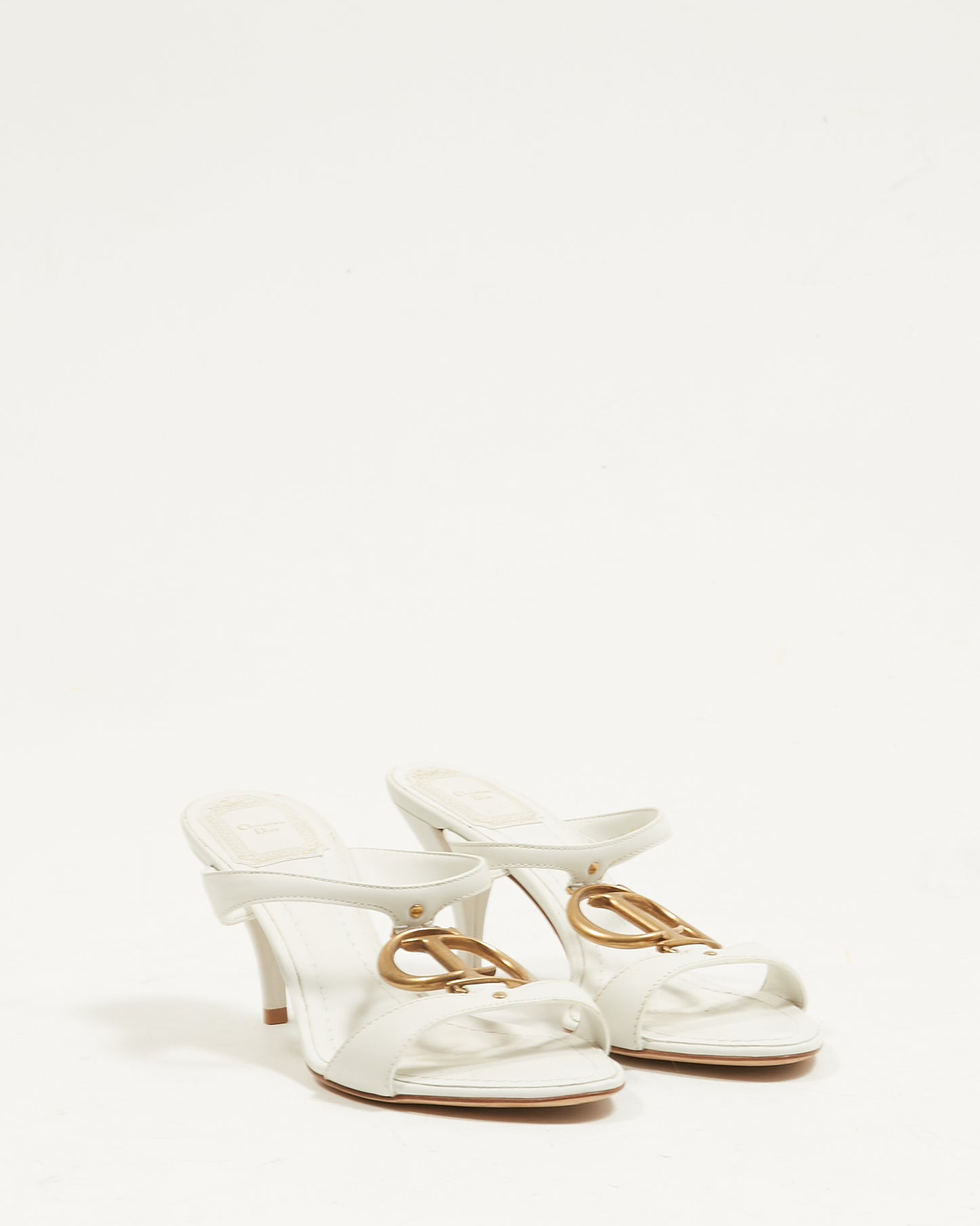 Dior White CD Logo Sandal Heel - 38.5