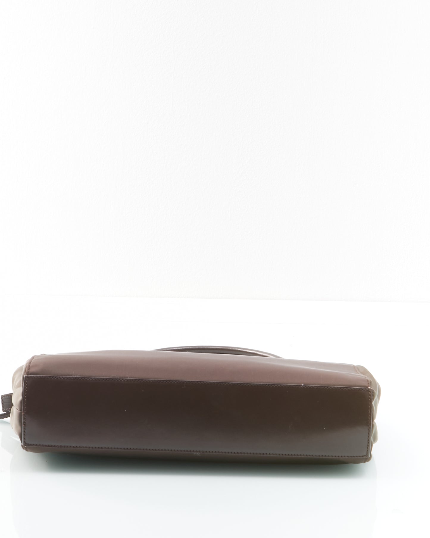 Prada Brown Tessuto Nylon Leather Handle Tote Handbag