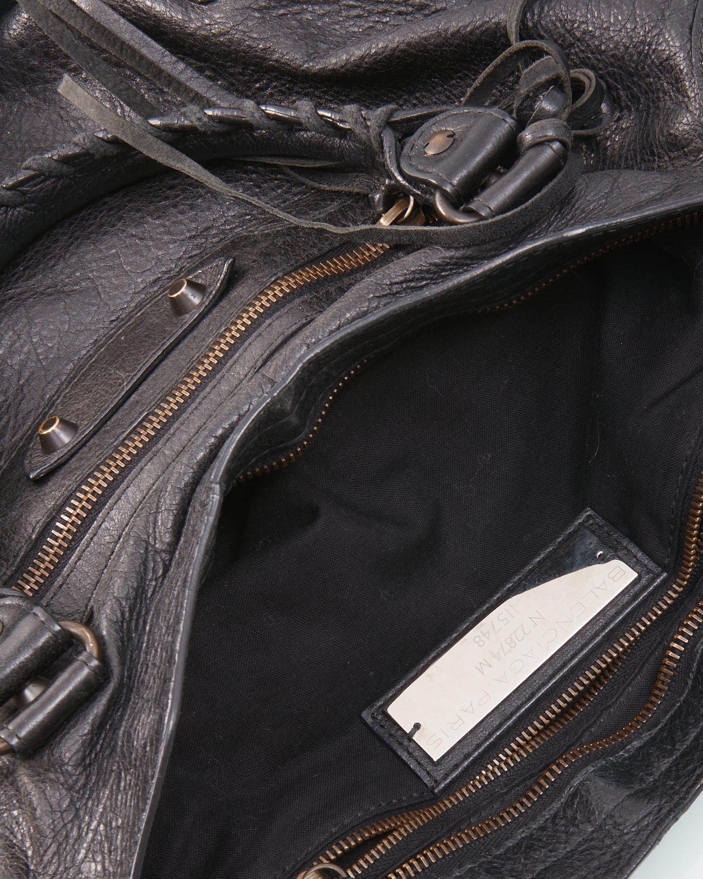 Balenciaga Black Leather Classic Motocross Medium City Bag