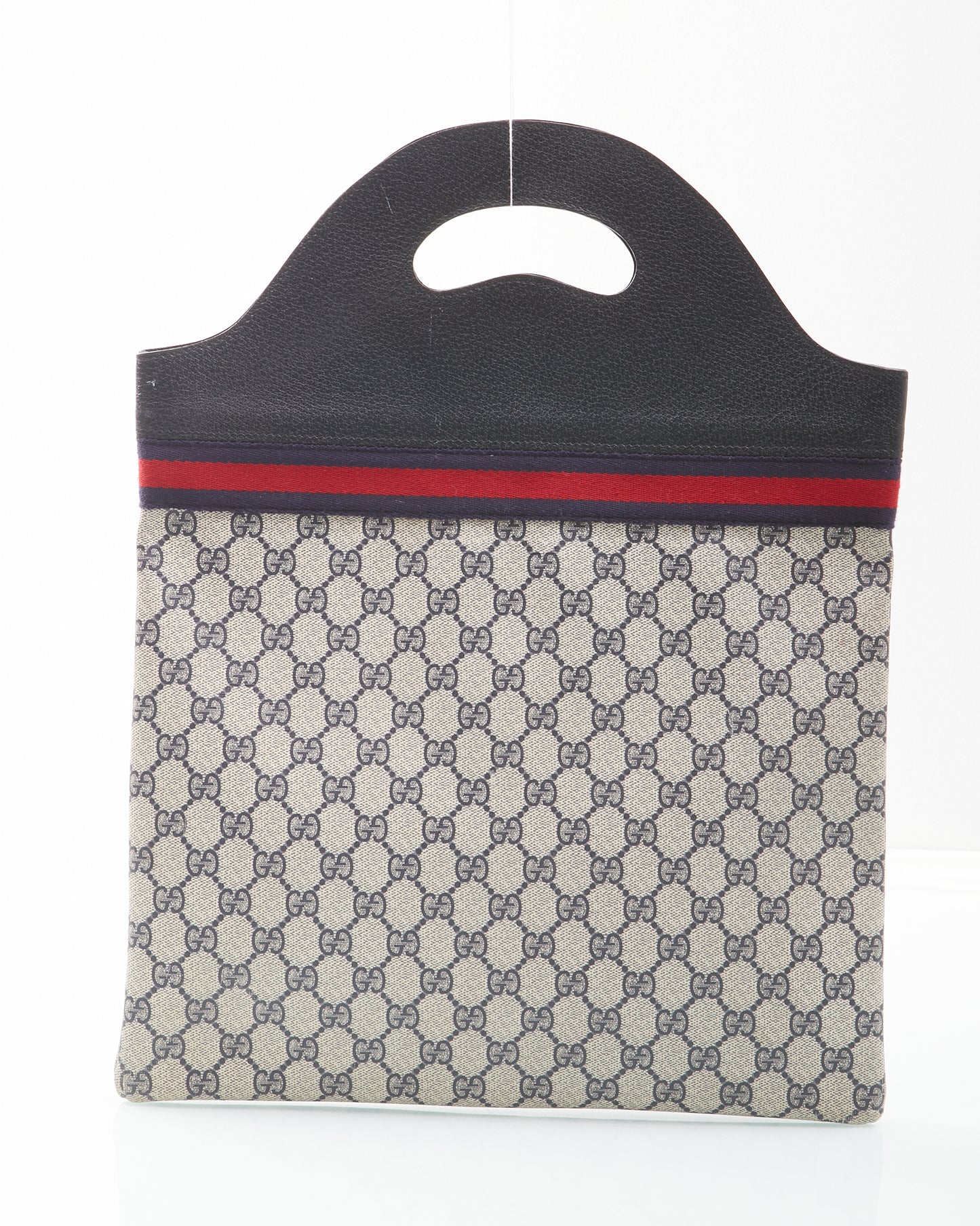 Gucci Vintage Navy GG Supreme Canvas Flat Tote Bag