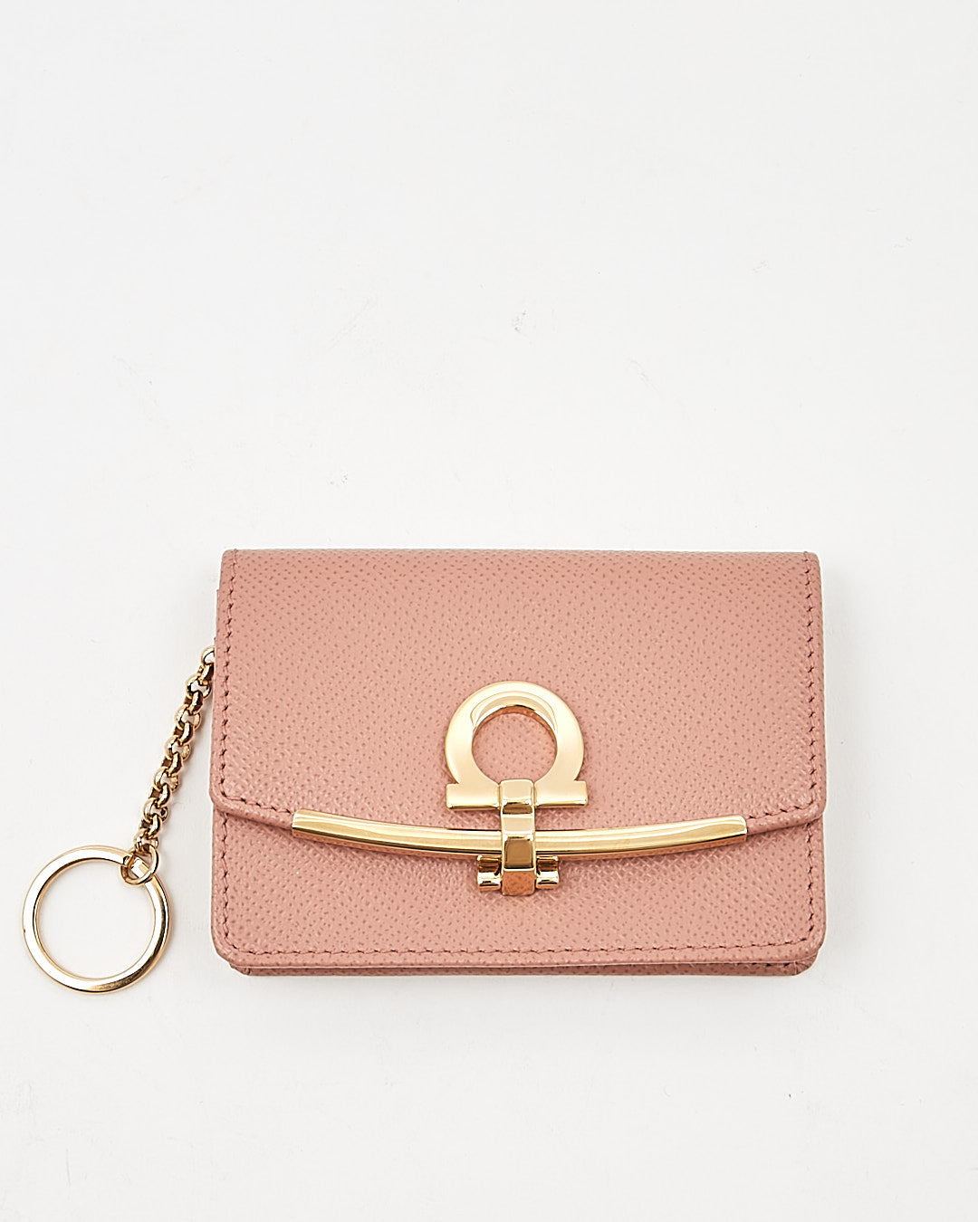Ferragamo Blush Leather Card Holder Key Chain