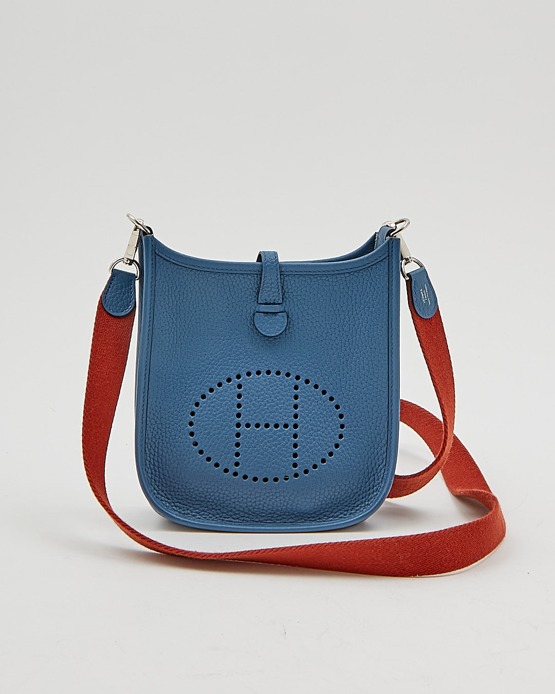 Hermes Blue/Rust Clemence Mini Evelyne TPM Bag