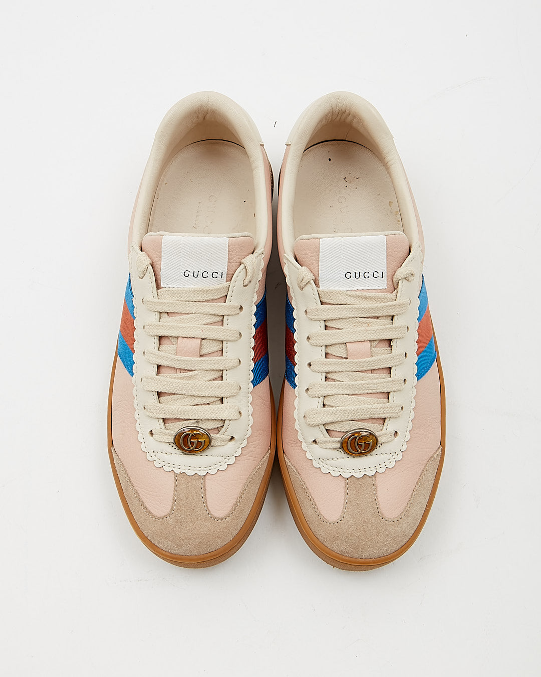 Gucci Pink Oatmeal G74 Web Low Sneakers - 37
