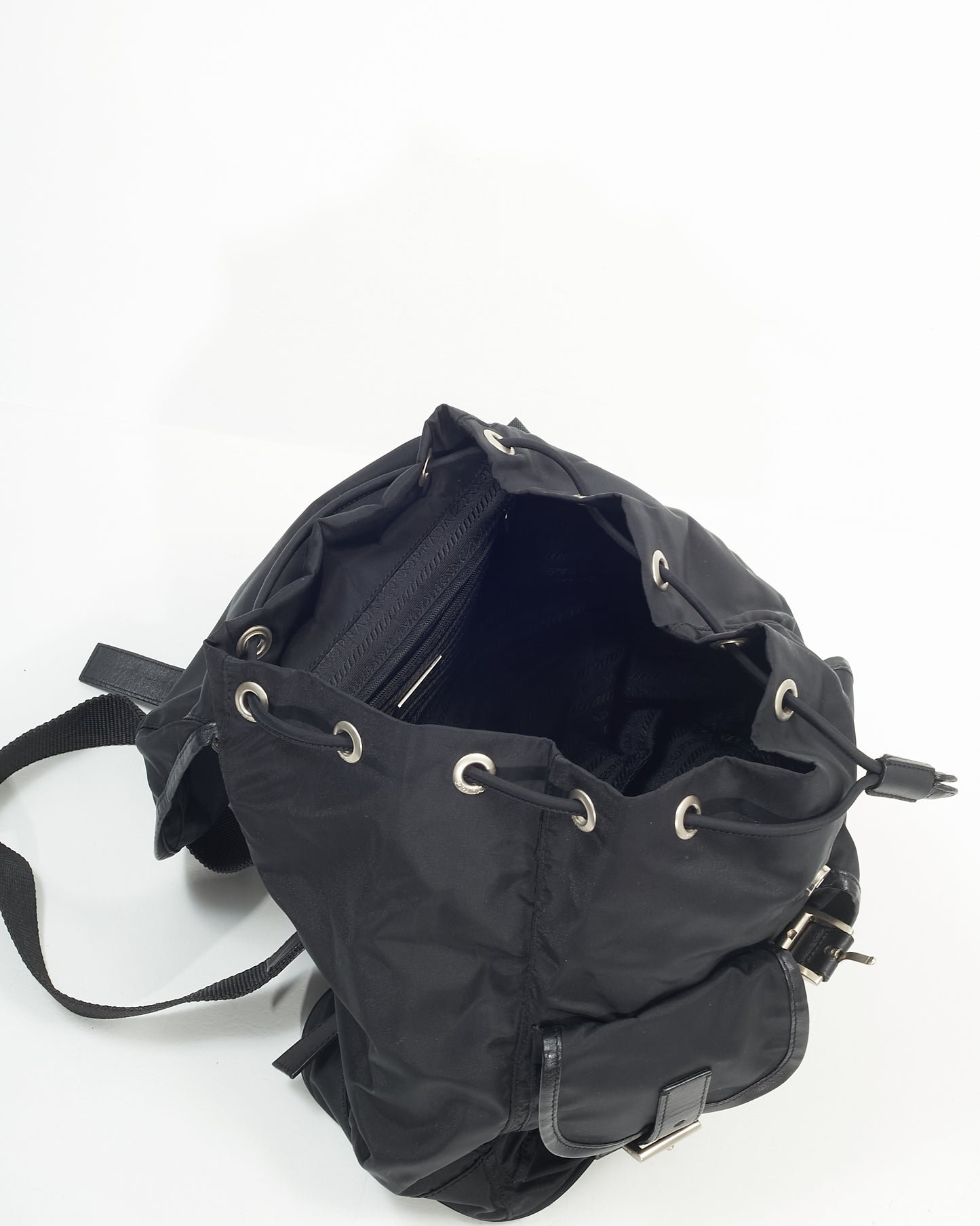 Sac à dos à deux poches Tessuto en nylon noir Prada