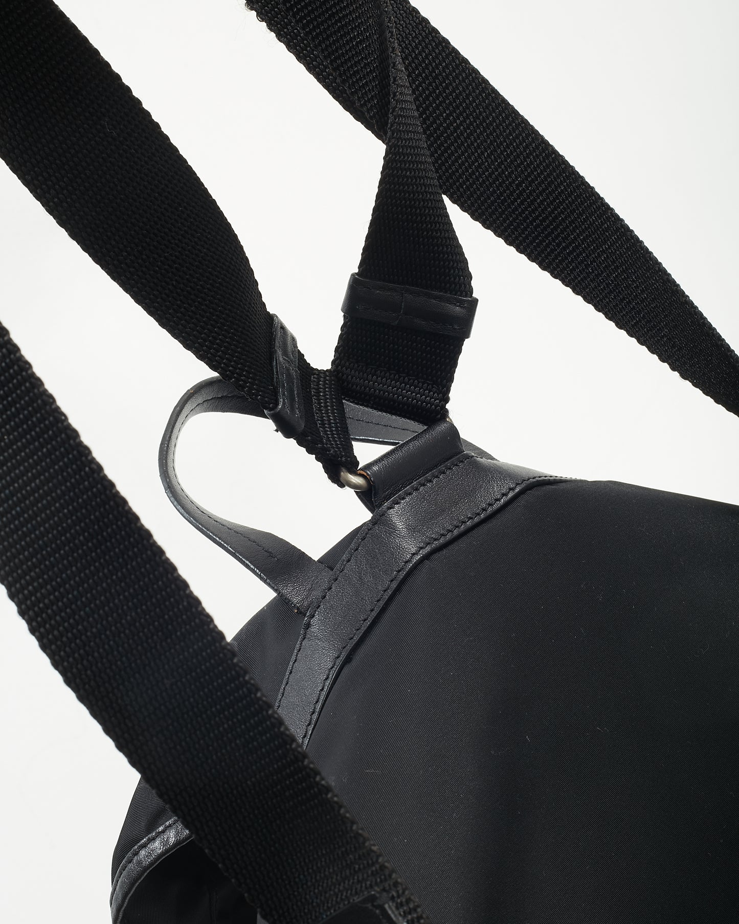 Sac à dos à deux poches Tessuto en nylon noir Prada