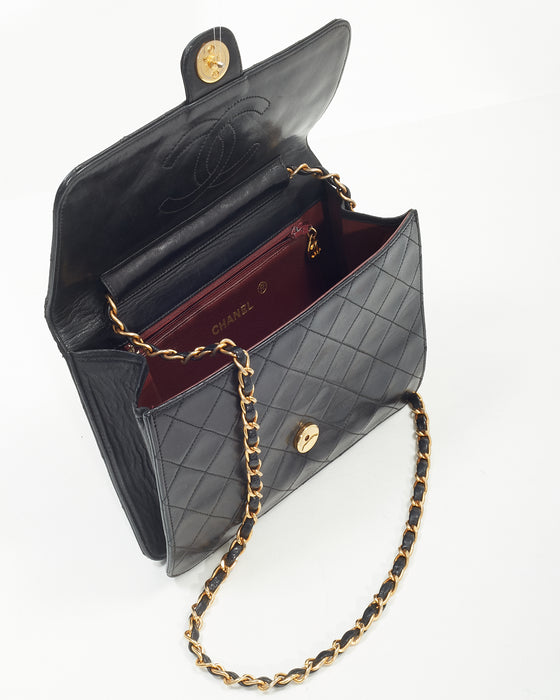 Chanel Black Lambskin Vintage Coco Flap Chain Bag