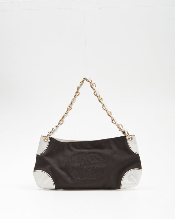 Chanel Black Denim CC Stitch Shoulder Bag