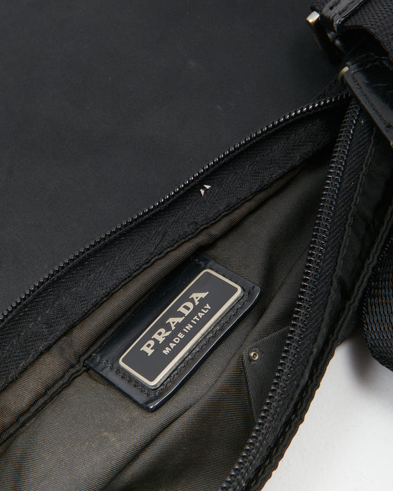 Prada Black Nylon Tessuto Flat Crossbody Bag